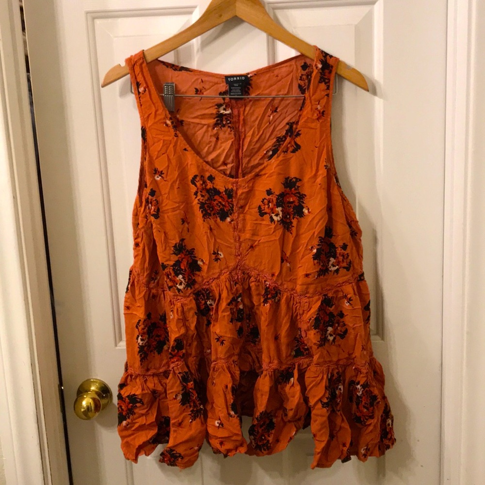 Burnt orange babydoll tank by TORRID sz 2!